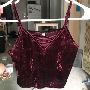 velvet crop top NWT